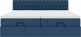 vidaXL Οθωμανικό κρεβάτι με στρώματα μπλε 200x200cm ύφασμα