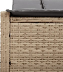 vidaXL Ξαπλώστρα Διπλή Μπεζ από Συνθετικό Ρατάν με Μαξιλάρια