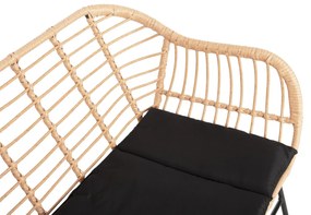 ΚΑΝΑΠΕΣ ALLEGRA  ΜΑΥΡΟ ΜΕΤΑΛΛΟ-ΜΠΕΖ ΣΥΝΘ.RATTAN 120x62x80Υεκ.