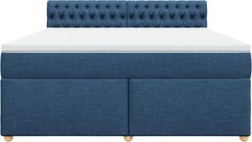 vidaXL Κρεβάτι Boxspring με Στρώμα Μπλε 180x200 εκ. Υφασμάτινο