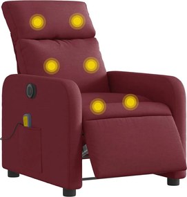 vidaXL Πολυθρόνα Μασάζ Ηλεκτρική Ανακλινόμενη Μπορντό Υφασμάτινη