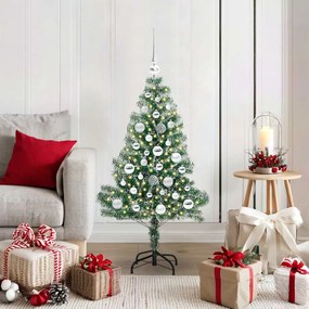 vidaXL Artificial Christmas Tree Flocked Πράσινο και Λευκό 120 cm