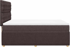 vidaXL Κρεβάτι Boxspring με Στρώμα Σκούρο Καφέ 140x200 εκ Υφασμάτινο