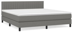 Κρεβάτι Boxspring με Στρώμα Σκούρο Γκρι 180x200 εκ Υφασμάτιν - Γκρι