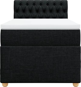 vidaXL Κρεβάτι Boxspring με Στρώμα Μαύρο Single Υφασμάτινα