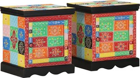 vidaXL Κομοδίνο 2 τεμάχια Πολύχρωμο 40x35x45 cm Στερεό ξύλο Mango