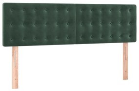 vidaXL Κρεβάτι Boxspring με Στρώμα Σκούρο Πράσινο 140x190εκ. Βελούδινο