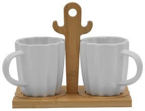 CACTUS ΚΟΥΠΑ ESPRESSO SET 2 ΤΜΧ ΠΟΡΣΕΛΑΝΗ BAMBOO ΛΕΥΚΟ ΦΥΣΙΚΟ 20x12xH16,5cm