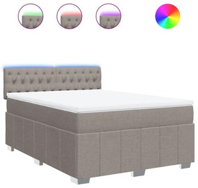 vidaXL Κρεβάτι Boxspring με Στρώμα Taupe 160x200 εκ. Υφασμάτινο