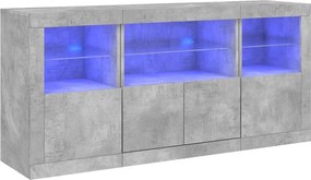 vidaXL Ντουλάπι με LED Γκρι Σκυροδέματος 142,5x37x67 εκ.