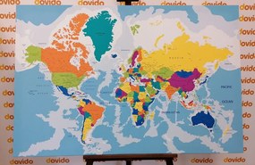Εικόνα στον παγκόσμιο χάρτη χρώματος φελλού - 120x80  wooden