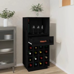 vidaXL Κάβα Κρασιών Μαύρο 45 x 34 x 100 εκ. από Μασίφ Ξύλο Πεύκου