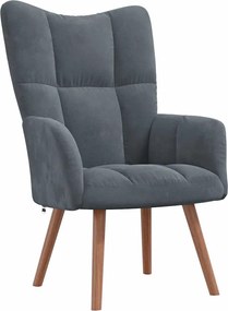 vidaXL Πολυθρόνα Relax Σκούρο Γκρι Βελούδινη με Σκαμπό