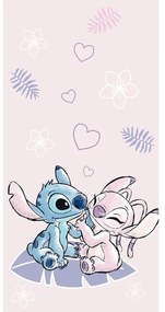 Πετσέτα Θαλάσσης Βαμβακερή Βελούδινη Stitch &amp; Angel 320gsm - 70 x 140 cm - Ροζ - Borea