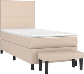 vidaXL Κρεβάτι Boxspring με Στρώμα Καπουτσίνο 100x200εκ.από Συνθ.Δέρμα