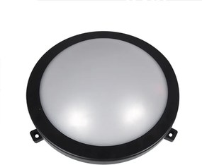 Led απλίκα μαύρη στρόγγυλη πλαστική 12W 840Lm 4000k ενδιάμεσο λευκό φως στεγανή ΙΡ54