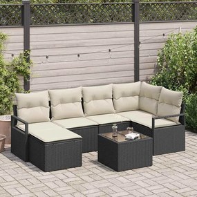vidaXL Σετ Καναπέ Κήπου 7 pcs Μαύρο Πολυ ράταν