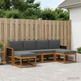 vidaXL Σειρά Καναπέ Εξωτερικού 6 pcs Φυσικό και Ανθρακί Πολυεστέρας
