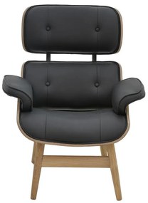 Πολυθρόνα relax Mirto μασίφ ξύλο καρυδί -PU μαύρο 80x80x96.5εκ 80x80x96.5 εκ.