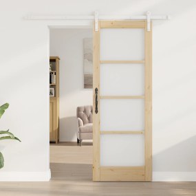 vidaXL Συρόμενη Πόρτα με Σετ Εξαρτημάτων 'ORKDAL' Συμπαγές Ξύλο & Γυαλί.