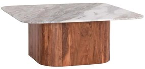 Τραπέζι Σαλονιού Volti HM18000 100,5x100,5x40cm Marble Effect Grey-Natural