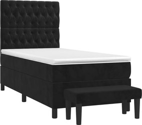 vidaXL Κρεβάτι Boxspring με Στρώμα Μαύρο 90x190 εκ. Βελούδινο