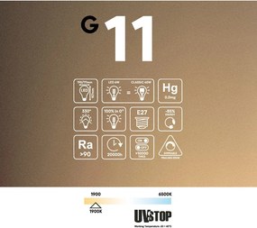 LED Filament Λαμπτήρας Φιμέ G11 σειρά Ghost Κώνος 6W 400Lm E27 1900K Dimmable