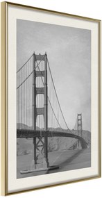 Αφίσα - Bridge in San Francisco II - 30x45 - Χρυσό - Με πασπαρτού