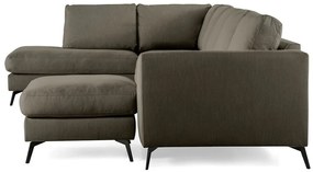 Γωνιακός Καναπές Seattle 173, Μαύρο, Καφέ, 395x213x88cm, Πόδια: Μέταλλο | Epipla1.gr