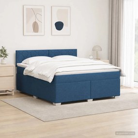vidaXL Κρεβάτι Box Spring με Στρώμα και LED Μπλε 180 x 200 cm Ύφασμα