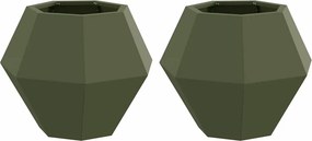 vidaXL Γλάστρα 2 τμχ. Λαδί 50 x 50 x 40 cm Ατσάλι