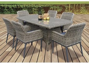 HAVANA SET ΤΡΑΠΕΖΑΡΙΑ ΚΗΠΟΥ ALU,WICKER GREY BROWN-ΑΝΘΡΑΚΙ: ΤΡΑΠΕΖΙ 160X90 + 6 ΠΟΛΥΘΡΟΝΕΣ