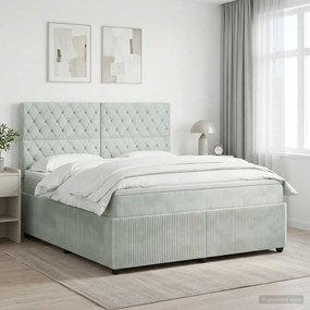 vidaXL Κρεβάτι box spring με στρώμα Ανοιχτό γκρι 140 x 200 cm Βελούδο