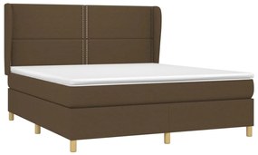 vidaXL Κρεβάτι Boxspring με Στρώμα Σκούρο Καφέ 180x200 εκ Υφασμάτινο