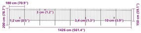 vidaXL Κάγκελα Περίφραξης με Λόγχες Μαύρα 13,6 x 1,5 μ. από Χάλυβα