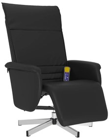 vidaXL Πολυθρόνα Μασάζ Ανακλινόμενη με Υποπόδιο Μαύρη Συνθετικό Δέρμα