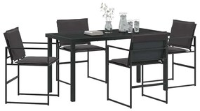 vidaXL Σέτ φαγητού για κήπο 5 pcs Μαύρο 140 x 70 x 73 cm
