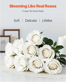 VEVOR 60 Pcs White Rose Artificial Flowers Realistic Bouquet for Xmas Home Decor