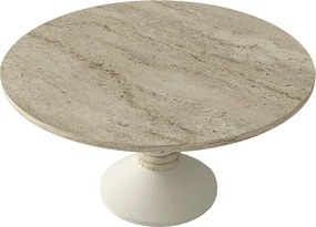 Τραπεζάκι σαλονιού Lepper Megapap χρώμα travertine - sandstone Ø75x39,8εκ.