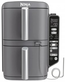 Ninja SL451EU Διπλή φριτέζα ζεστού αέρα, 2470W, 9,5L, ψηφιακό θερμόμετρο, 2 καλάθια, 6 προγράμματα, Max Crisp, Sync & Match, γκρι