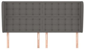 Κεφαλάρι με Πτερύγια Γκρι 183x23x118/128 εκ.Συνθετικό Δέρμα - Γκρι