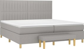 vidaXL Κρεβάτι Boxspring με Στρώμα Ανοιχτό Γκρι 200x200 εκ. Υφασμάτινο