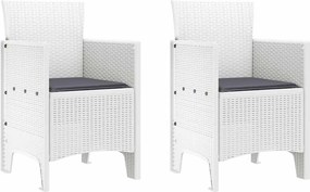 vidaXL Καρέκλα Κήπου 2 pcs Λευκό 53 x 49 x 85 εκ. Πολυπροπυλένιο