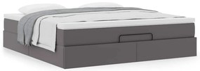 vidaXL Οθωμανικό κρεβάτι με στρώμα Γκρι 180x200cm Faux Leather