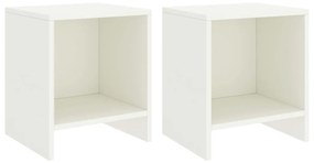 Κομοδίνα 2 τεμ. Λευκά 35 x 30 x 40 εκ. από Μασίφ Ξύλο Πεύκου - Λευκό