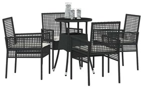 vidaXL Σέτ φαγητού για κήπο 5 pcs Μαύρο Πολυ ράταν