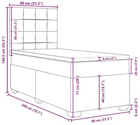 Κρεβάτι Boxspring με Στρώμα Μαύρο 80 x 200 εκ. Βελούδινο - Μαύρο