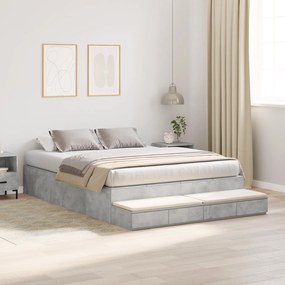 vidaXL Κρεβάτι αποθήκης  από σκυρόδεμα Γκρι 135x190 εκ.