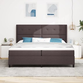 vidaXL Κρεβάτι Box Spring με Στρώμα & LED  Καφέ 200x200 εκ Υφασμάτινο