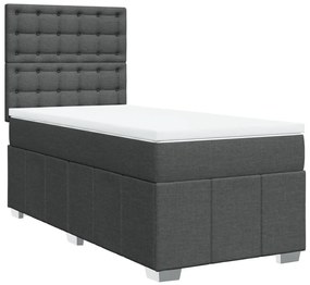 Κρεβάτι Boxspring με Στρώμα Σκούρο Γκρι 90x200 εκ. Υφασμάτινο - Γκρι